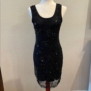Black Sequin Sleeveless Sheath Mini Dress by ECI Sz 4